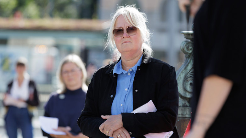 Andrea Meiling var konferencier under demonstrationen i Göteborg.