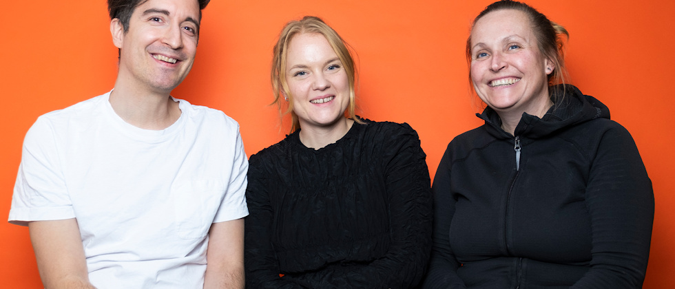 Förskollärarna Fredrik Kahn, Ellinor Lange och Eva Lindström i podden Förskolan.