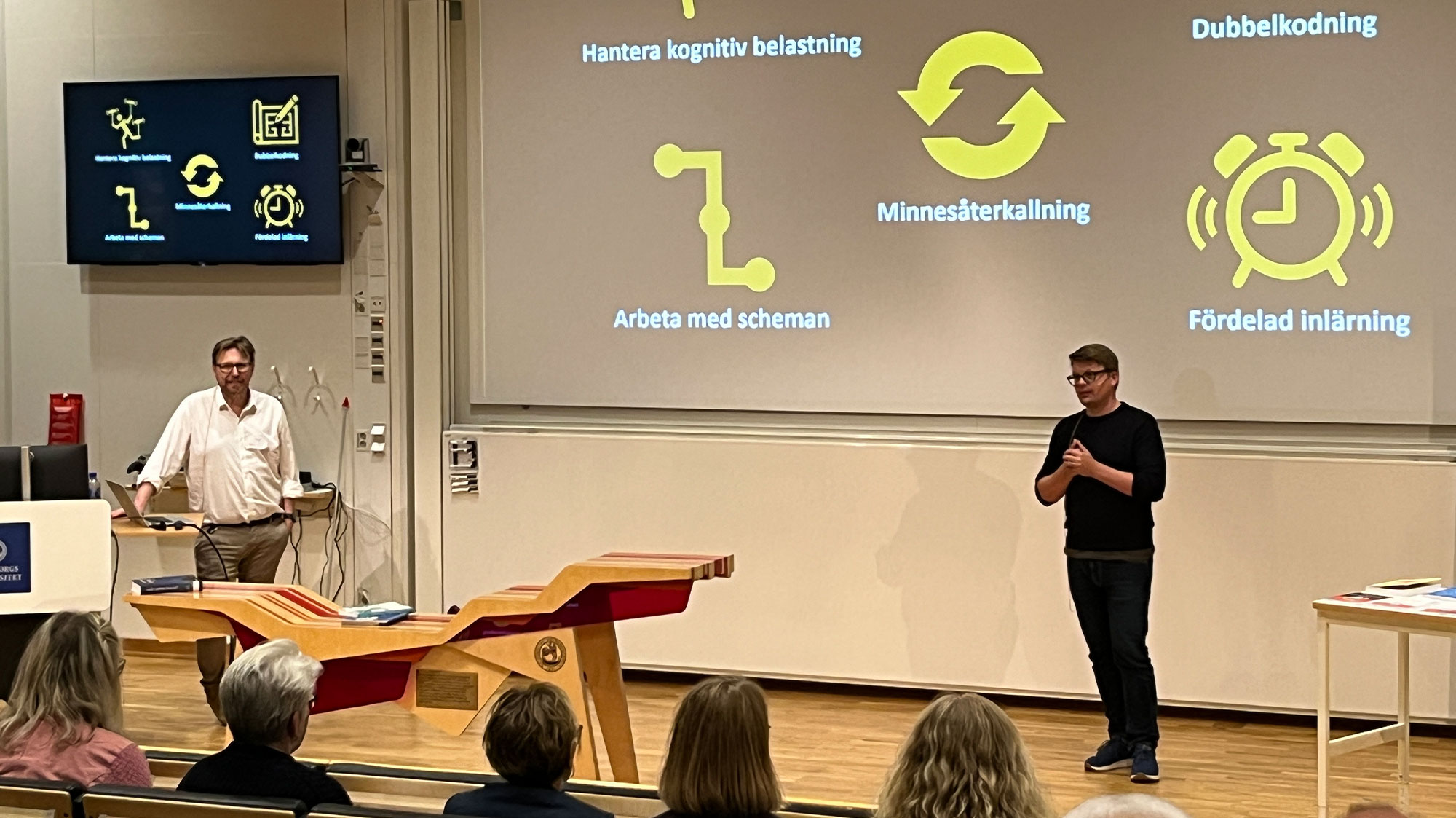 Jonas Linderoth och Erik WInerö från Göteborgs universitet föreläste om hur hjärnans olika funktioner fungerar och samverkar hos människan och hur det påverkar lärande och undervisning.