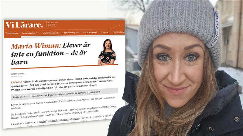 Ett porträtt av Sarah Cross och en bild av Maria Wimans artikel på sajt