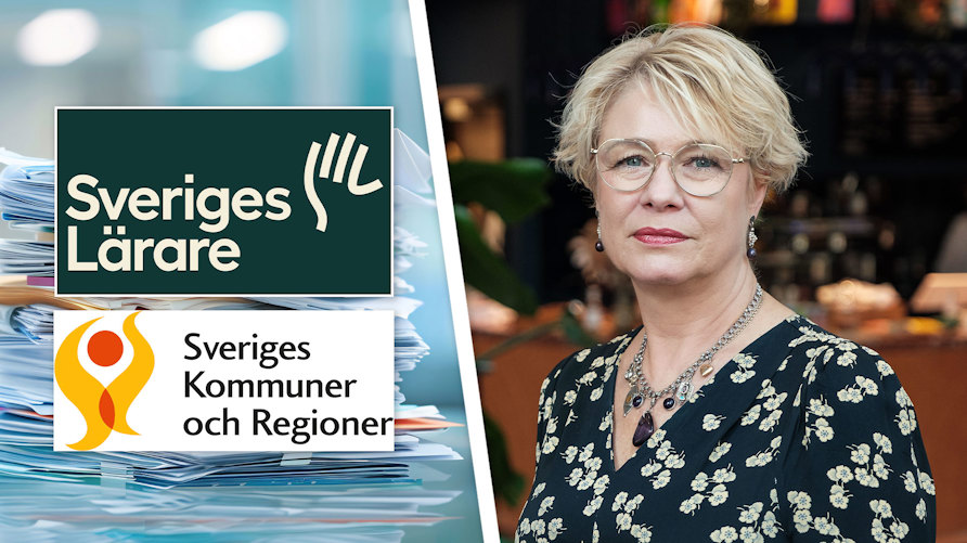 SKR:s och Sveriges Lärares logotyper och Elisabet Mossberg