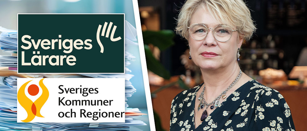 SKR:s och Sveriges Lärares logotyper och Elisabet Mossberg