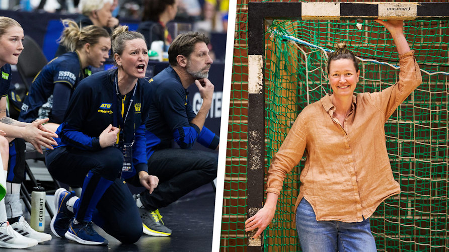 Johanna Wiberg kombinerar rollerna som assisterande förbundskapten i handboll och lärare i psykologi och idrottsspecialisering handboll.