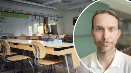 En bild av Lars Thornberg och ett klassrum