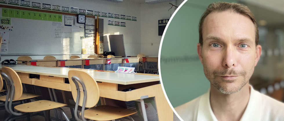 En bild av Lars Thornberg och ett klassrum