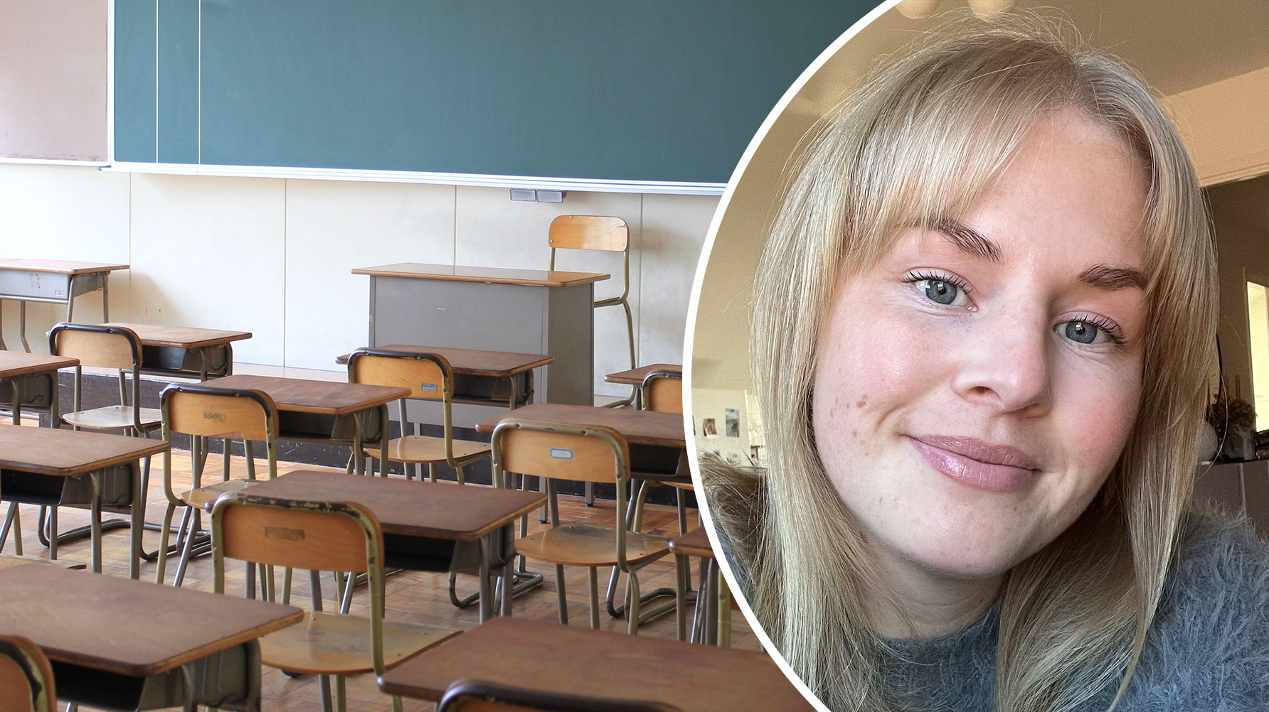 Ett porträtt på Linnéa Byström och en genrebild från en lektionssal
