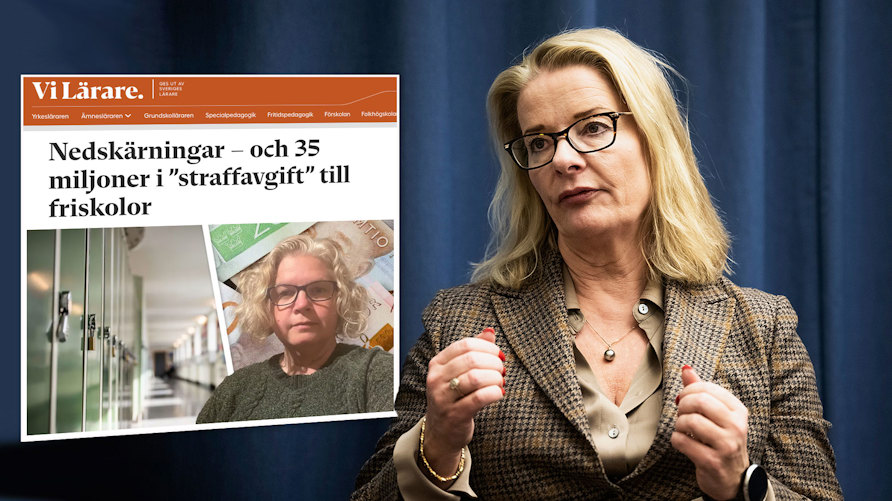”Det är inte rimligt att kommuner ska behöva ersätta friskolor för kostnader de inte har haft”, säger skolminister Lotta Edholm till Vi Lärare.