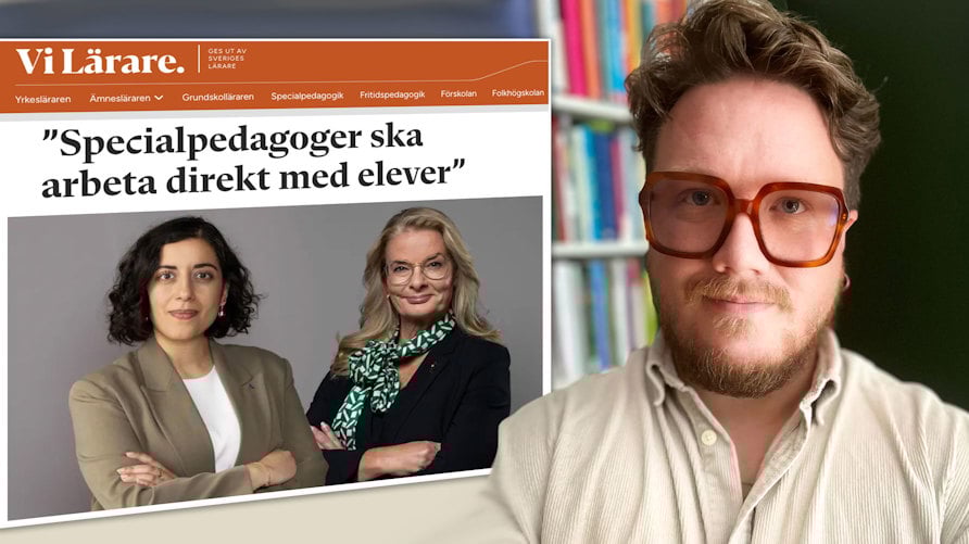 Ett porträtt av Oscar Björk och en bild av den tidigare artikeln från Simona Mohamsson och Lotta Edholm