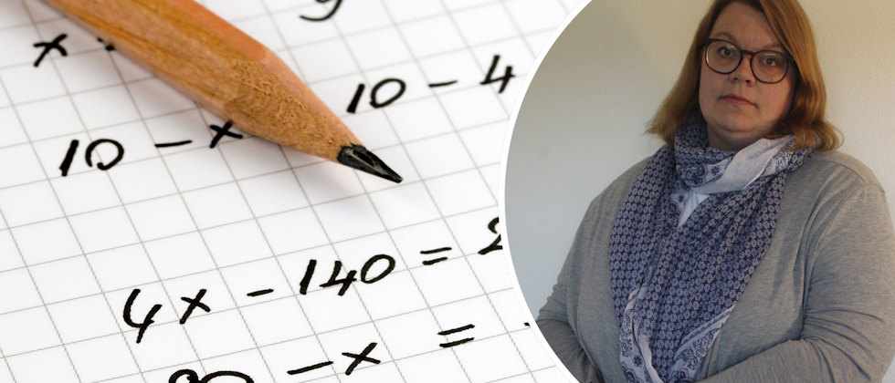Uträkningar och en blyertspenna på ett rutigt papper och Anna Persson