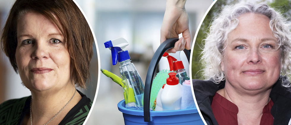 Pia Rizell och Maria Karlander, Sveriges Lärare, protesterar mot att förskollärare ska behöva städa och göra andra kringuppgifter.