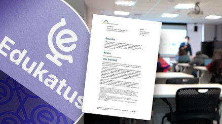 Edukatus logotyp och en faksimil på Skolinspektionens beslut
