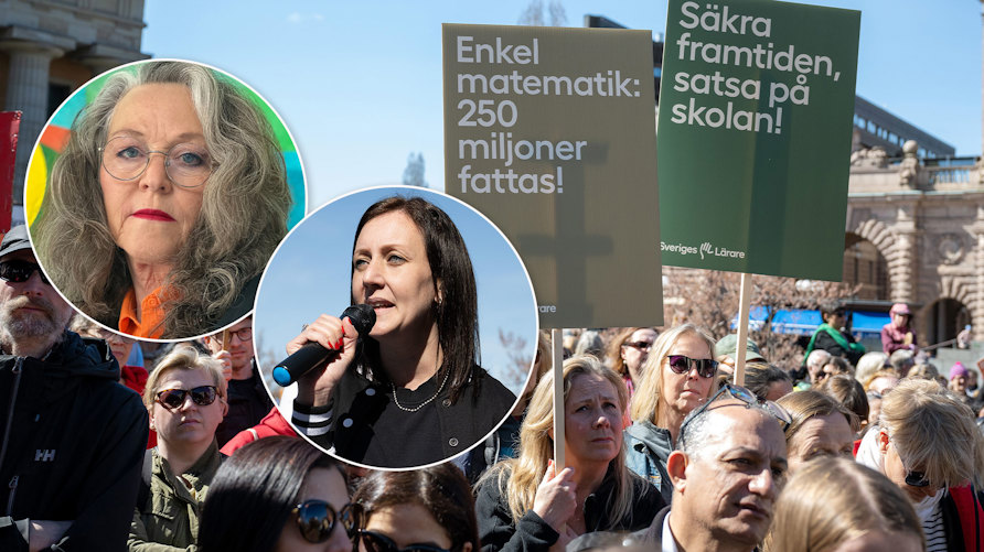I Vaxholm demonstrerar Sveriges Lärare mot nedskärningarna. Talare är bland annat Vi Lärares krönikör Maria Wiman.