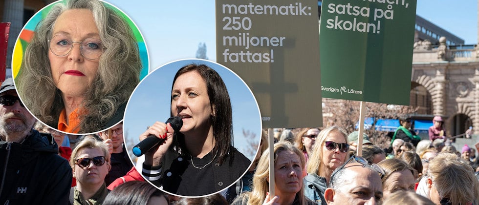 I Vaxholm demonstrerar Sveriges Lärare mot nedskärningarna. Talare är bland annat Vi Lärares krönikör Maria Wiman.