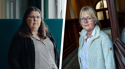 Rektorn Linnea Lindquist och Andrea Meijing, Sveriges Lärares ordförande i Göteborg.